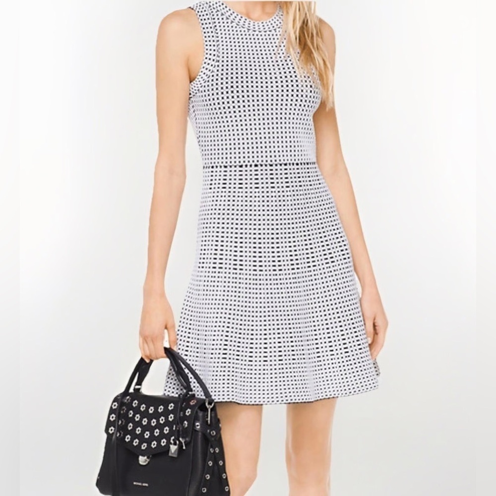 MICHAEL Michael Kors Black and White Textured Dress